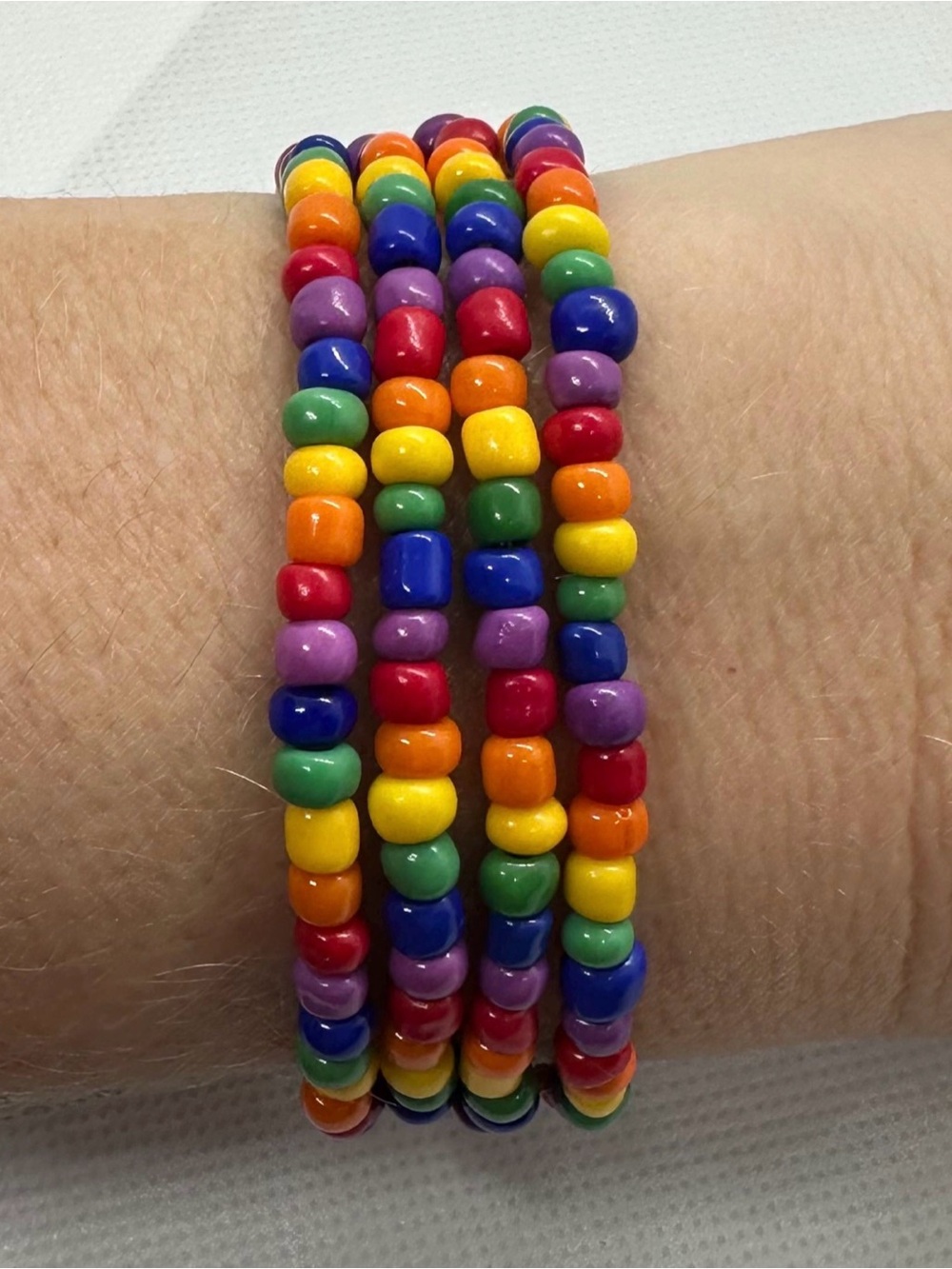 Rainbow beaded stretch bracelets